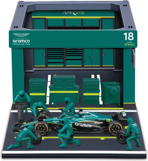 Bburago Formula Racing F1 Pit Pass set Aston Martin AMR25 2025 Lance Stroll 1:43