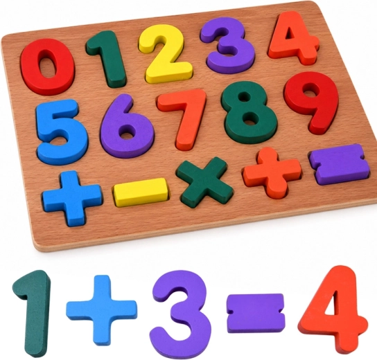 Drvena edukativna slagalica s brojevima i matematičkim simbolima