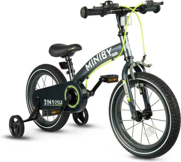 Qplay Miniby 3u1 dječji bicikl 14" sivi