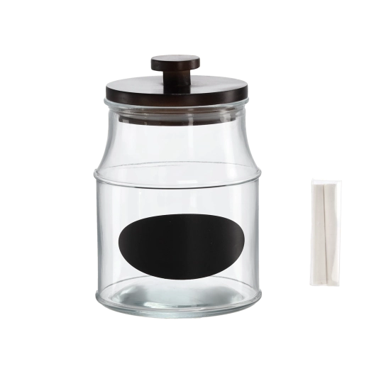 Staklena tegla 2,2 l s drvenim poklopcem, etiketom i kredom