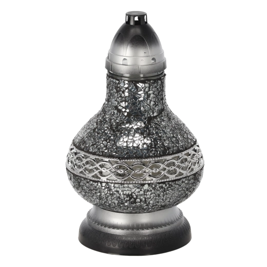 Stakleni vitražni lampion Karafa mala, srebrna