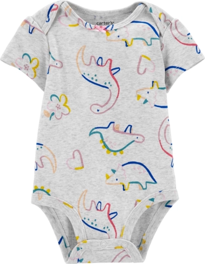 Carter's dječji bodi s kratkim rukavima Grey Dino za djevojčicu 9 mj