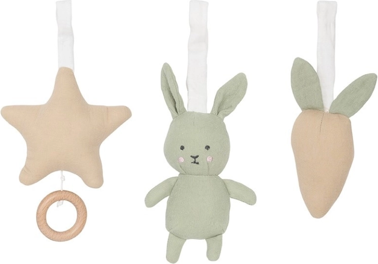 Jabadabado textile toys for a play gym bar – bunny, star and carrot