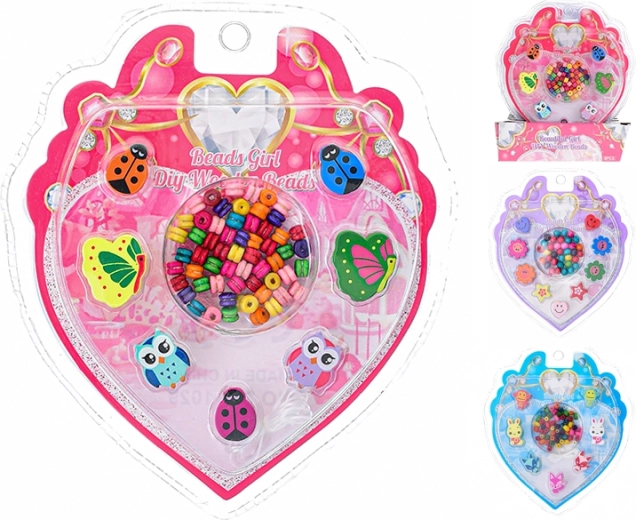 Drvene perlice za nizanje za djecu – bubamare, cvjetići i životinjice (8 kom)