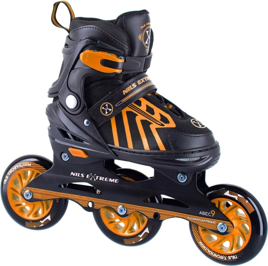 NILS Extreme inline skates with three 100 mm wheels, orange