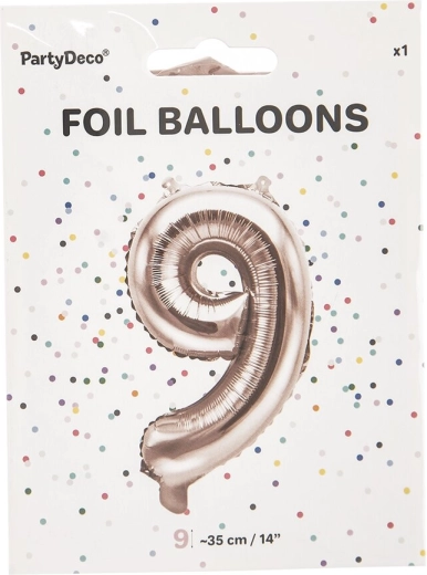 Folijski balon broj 9 biserno ružičasti 35 cm