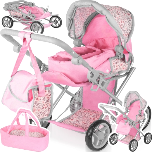 Kolica za lutke 3u1 Pink Flowers