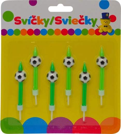 Rođendanske svjećice s nogometnom loptom i držačem, 6 kom