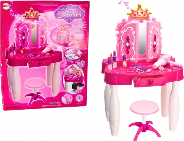 Dječja toaletna stolić s čarobnim štapićem i MP3, ružičasta