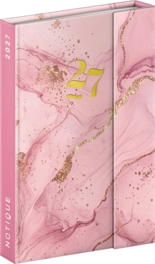 Notique magnetski tjedni rokovnik Pink Marble 2027, 11 × 16 cm