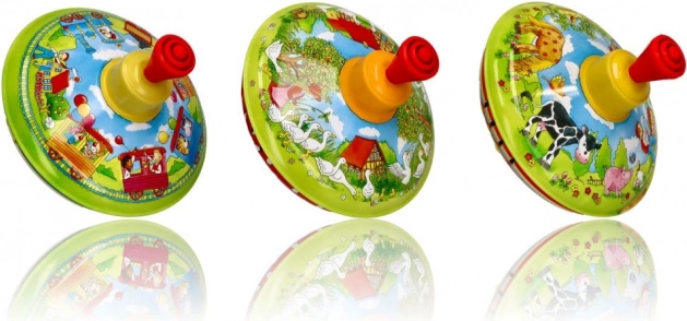 Klasično limeno zvrkalo s prikazima s farme