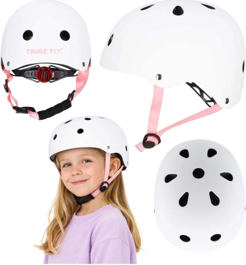 Children's cycling helmet with LED TRIKE FIX S 48–54 cm white