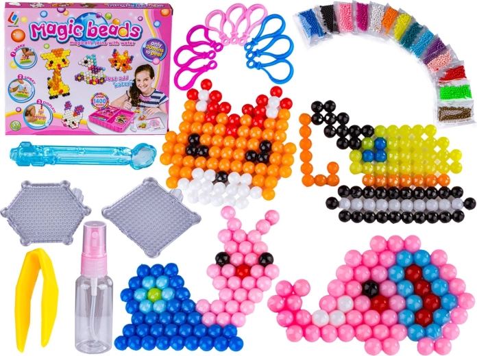 Vodene perle – kreativni set 1400 kom (14 boja) + pribor