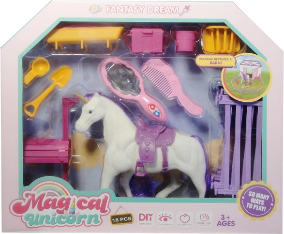 Flocked Unicorn with Accessories for Dolls