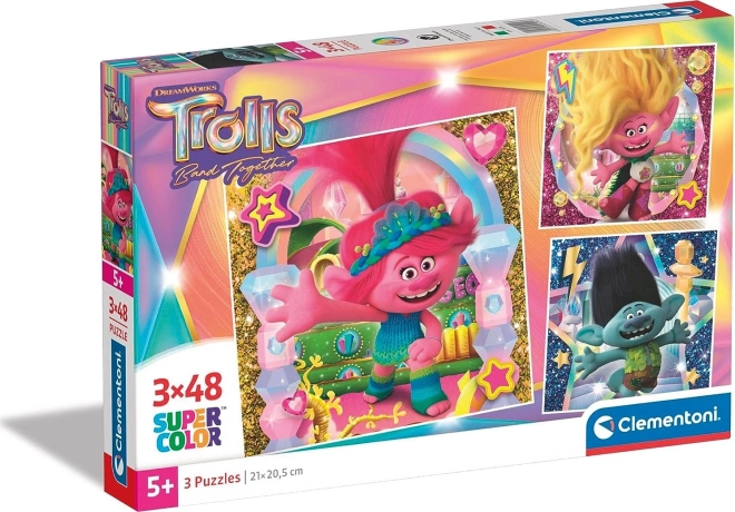 Clementoni puzzle Trolovi, 3×48 dijelova