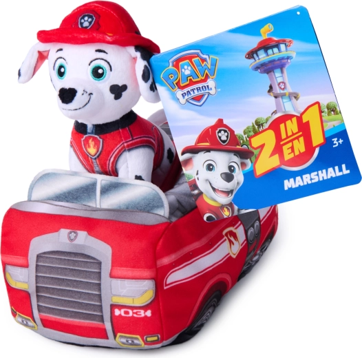 Paw Patrol Marshall 2-u-1 plišanac s vatrogasnim autićem 22 cm
