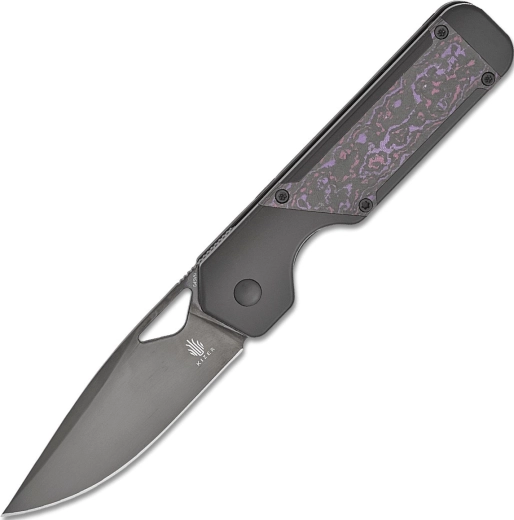 Kizer Militaw folding pocket knife 8.5 cm, DLC, titanium and Fatcarbon Purple Haze