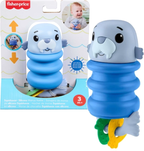 Senzorna zvečka za bebe s tuljanom i silikonskom oprugom FISHER-PRICE