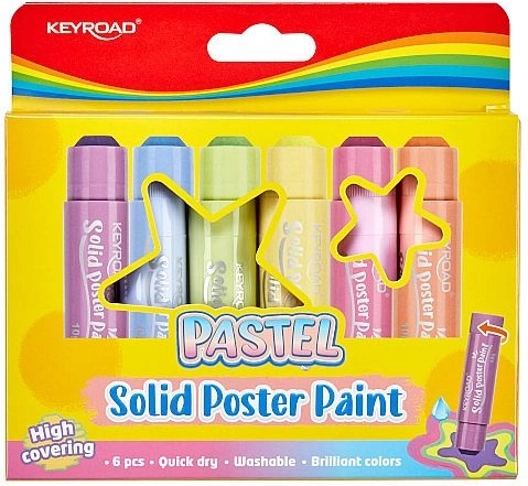 Tvrde tempera boje u stiku KEYROAD Pastel – set 6 kom