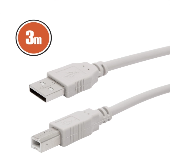 USB 2.0 A–B cable, 3 m, gray