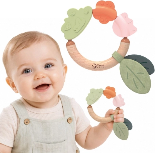 Classic World Wooden Sensory Teether for Babies from Birth