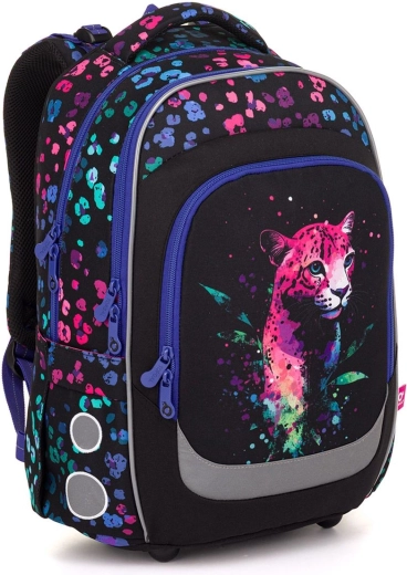 Topgal školski ruksak LORI s neonskim leopardom