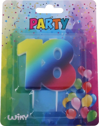 Rođendanska svijeća broj 18 u duginim bojama