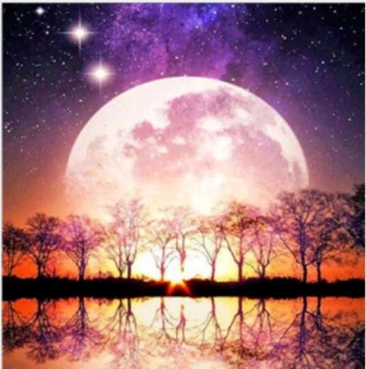 Diamond mosaic (diamond painting) - full moon 30 × 30 cm - 1 piece