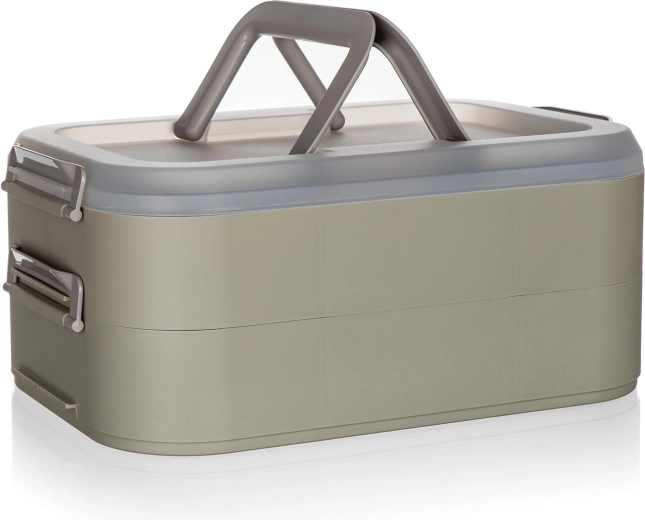Dvodijelna prijenosna party kutija s poklopcem LATTE, 40 × 28 × 17,8 cm