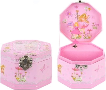 Ružičasta glazbena kutijica za nakit s balerinom i zrcalom