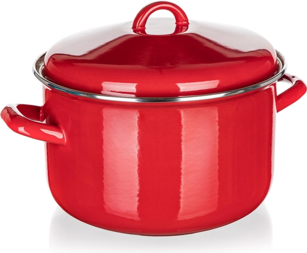 Emajlirani lonac s poklopcem 24 cm 5,9 l Milton crveni