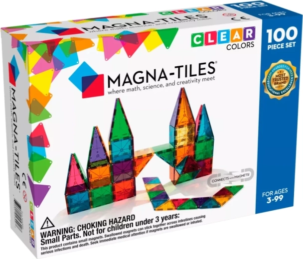 Magna-Tiles magnetic building set Clear Colours – 100 pieces