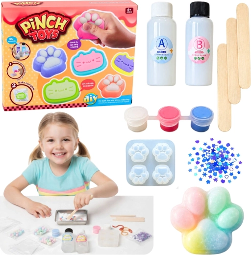 Kreativni DIY set za izradu antistres squishy igračaka – mačja šapica (44 dijela)