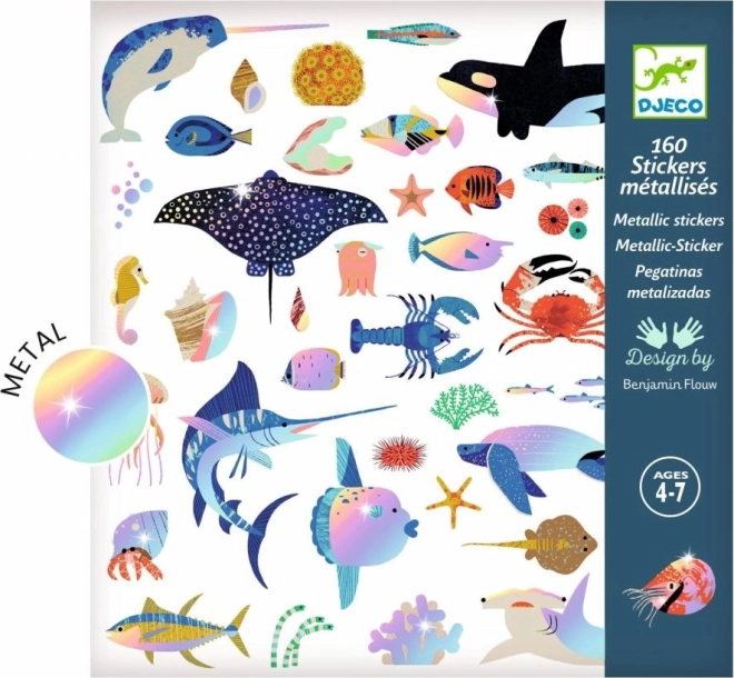 Djeco metalik naljepnice – ocean, 160 kom