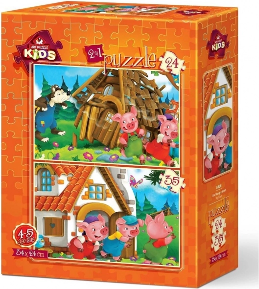 ART PUZZLE tri praščića – set 2 slagalica (24 i 35 dijelova), 34 × 24 cm