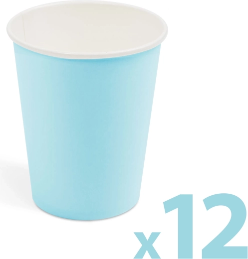 Blue paper cups 250 ml, 12 pcs