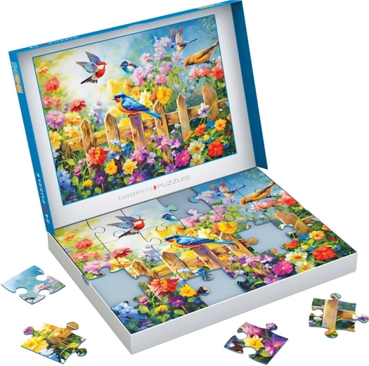 Puzzle Eurographics Connecting Pieces: razigrane vrtne ptice 24 dijelova