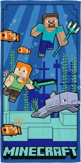 Quick-drying kids’ Minecraft towel – underwater adventure