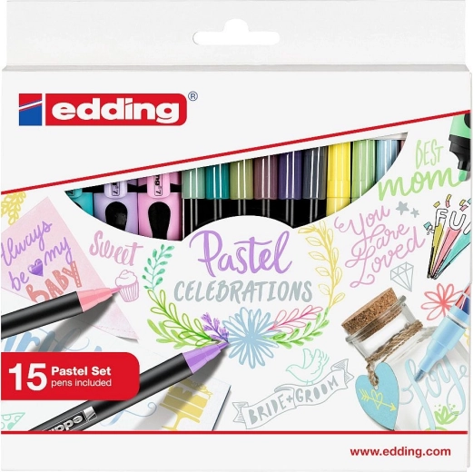 Pastel marker and highlighter gift set EDDING, 15 pcs