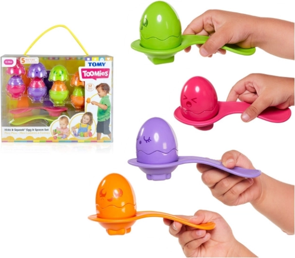 Tomy Toomies Hide & Squeak Eggs with Spoons