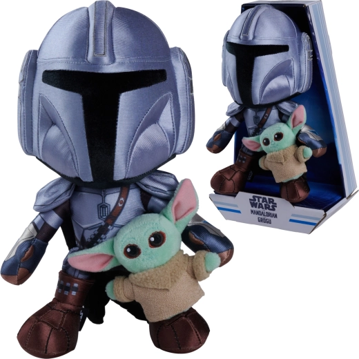 Disney Star Wars plišani set Mandalorian i Grogu 25 cm i 7 cm