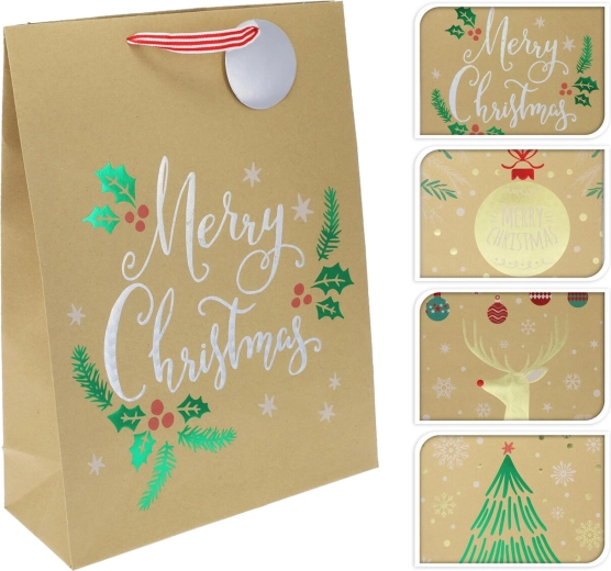 Darovna papirnata vrećica XL božićni miks dekoracija 40 × 30 × 10 cm