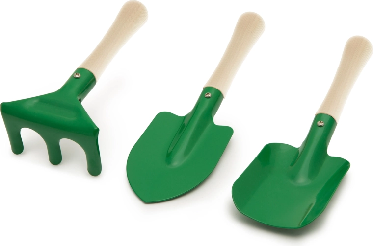 Children's Garden Tool Set with Wooden Handles, 3 Pieces