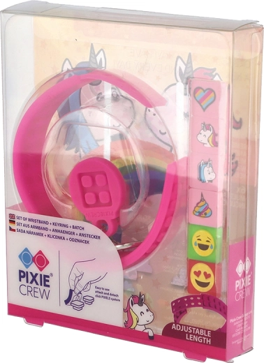 Pixie Crew set 3 u 1 jednorog narukvica privjesak za ključeve i bedž