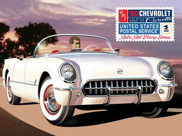 Plastični model auta 1953 Chevy Corvette 1:25 (USPS Stamp Series)
