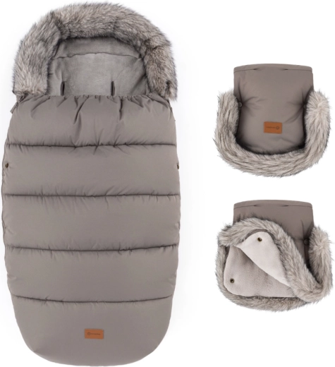 Petite&Mars zimski set: vreća za kolica Comfy 4u1 i rukavice za kolica Furry mocha mousse
