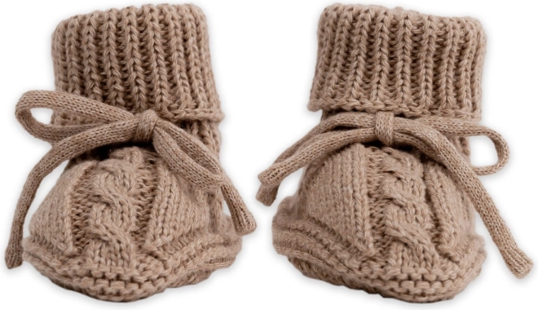Lodger pletene papučice knit cable fudge 0–6 mjeseci