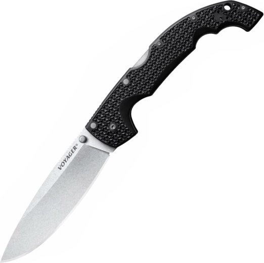 Tactical folding knife Cold Steel Voyager Extra Large Drop Point, 14 cm, stonewash, black, Griv-Ex