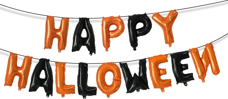 Happy Halloween foil balloon set with mounting strip