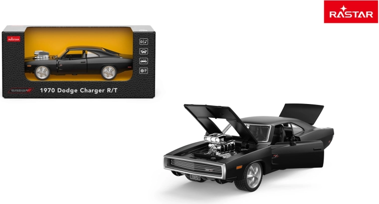 Metalni model auta Rastar 1970 Dodge Charger R/T 1:36 crni